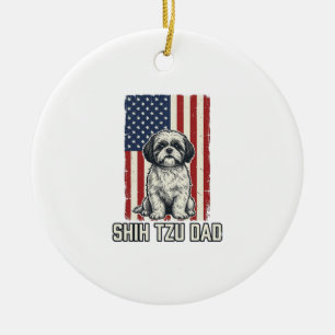 Décoration En Céramique T-shirt vintage pour chien avec drapeau patriotiqu