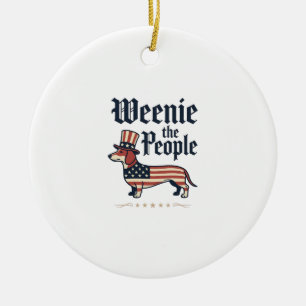 Décoration En Céramique T-Shirt Weenie le Peuple Dachshund Patriotique_1
