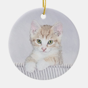 Décoration En Céramique Tabby Orange Kitten Peinture - Art Chat original