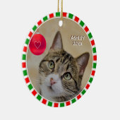 Décoration En Céramique Tabby photo de chat et cadre rouge vert (Droite)