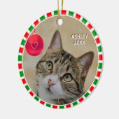 Décoration En Céramique Tabby photo de chat et cadre rouge vert (Gauche)