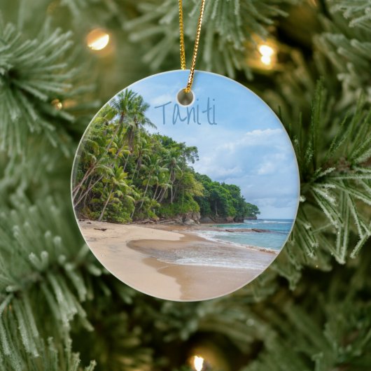 Décoration En Céramique Tahiti Sand Beach Ciel bleu Palmiers (Arbre)