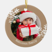 Décoration En Céramique Tan Rustic Circle Photo Snowflakes (Devant)