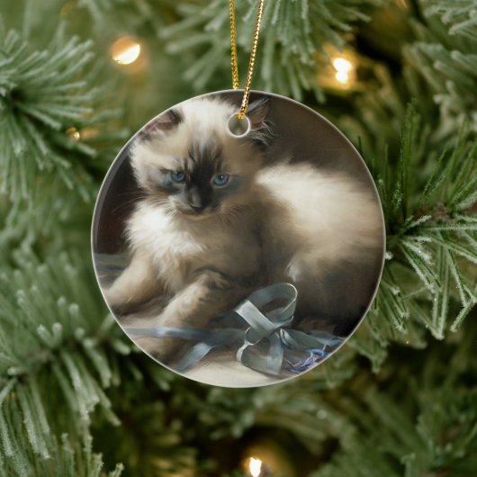 Décoration En Céramique Tangle de ruban Siamese Kitten (Arbre)