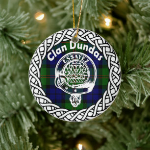 Décoration En Céramique Tartan et blason du clan écossais Dundas