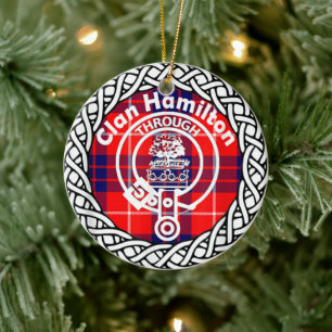 Décoration En Céramique Tartan et blason du clan écossais Hamilton