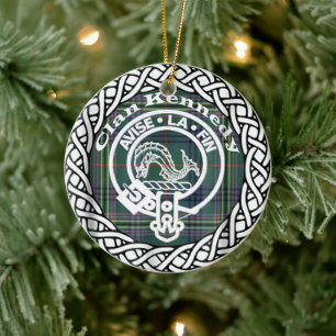 Décoration En Céramique Tartan et blason du clan écossais Kennedy