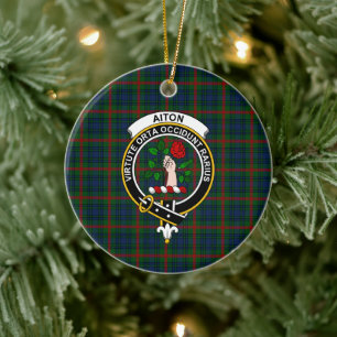 Décoration En Céramique Tartan et Crête du Clan Écossais Aiton
