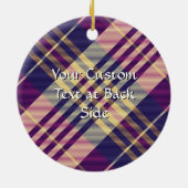 Décoration En Céramique Tartan mauve, or et bleu (Dos)