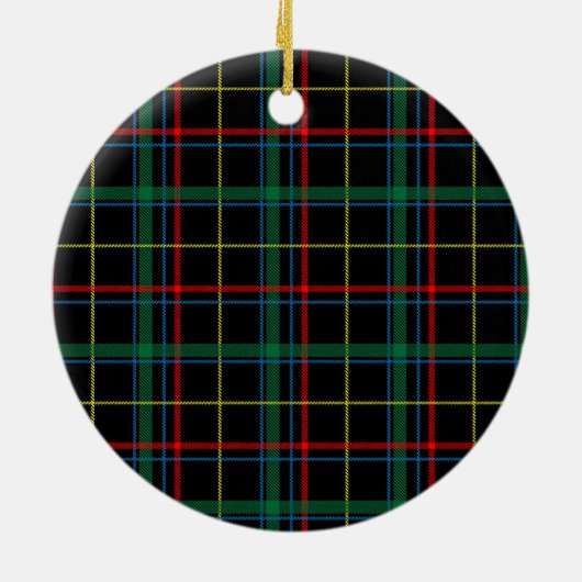 Décoration En Céramique Tartan plaid motif, vert et rouge, (Dos)