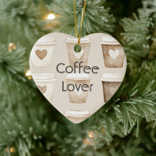 Décoration En Céramique Tasses de Noël au cœur de café crème