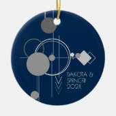 Décoration En Céramique Tattoo Line Art | Bohemian Navy Blue Gray Keepsake (Devant)