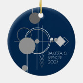 Décoration En Céramique Tattoo Line Art | Bohemian Navy Blue Gray Keepsake (Dos)