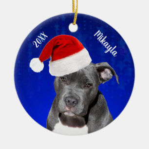 Décoration En Céramique Taureau gris avec chapeau de Noël en céramique O