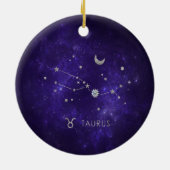 Décoration En Céramique Taurus pourpre zodiaque | Horoscope d'astrologie c (Dos)
