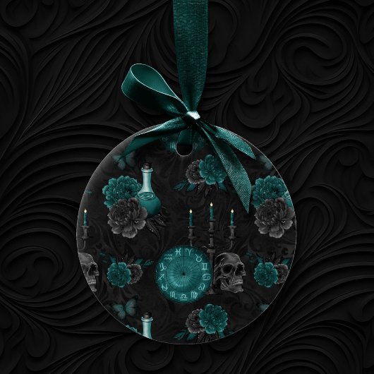 Décoration En Céramique Teal Zodiac | Gothic Skull Roses