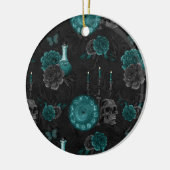 Décoration En Céramique Teal Zodiac | Gothic Skull Roses (Gauche)
