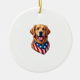Décoration En Céramique Tee vintage Star Spangled Golden Retriever 4