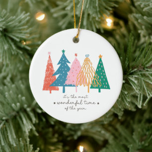 Décoration En Céramique Temps le plus merveilleux Noël Arbre vacances