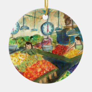 Décoration En Céramique Tending the Produce Ornament (Pike Place Seattle)