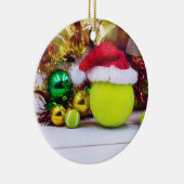 Décoration En Céramique Tennis ball avec chapeau de Santa pour Noël (Droite)