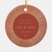 Décoration En Céramique Terracotta Gold Sunburst Art Déco Premier Noël (Devant)