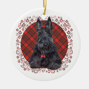 Décoration En Céramique Térrier écossais sur tartan