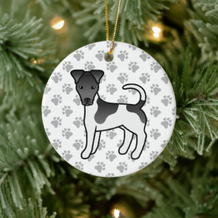 Décoration En Céramique Terrier Fox Lisse Cartoon Chien Noir Et Blanc
