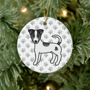 Décoration En Céramique Terrier Parson Russell à poil lisse noir et blanc