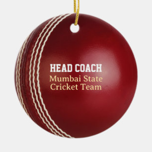 Décoration En Céramique Test Match Red Cricket Ball avec texte personnalis