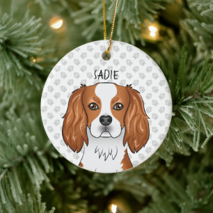 Décoration En Céramique Tête de Cavalier King Charles Spaniel Blenheim & n