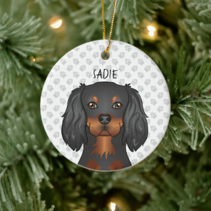 Décoration En Céramique Tête de chien Cavalier King Charles noir et feu & 