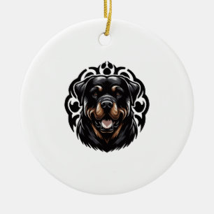 Décoration En Céramique Tête de chien Rottweiler