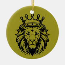Tête de lion avec silhouette de couronne - Noir 1