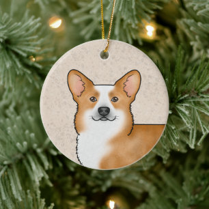 Décoration En Céramique Tête de Pembroke Welsh Corgi Rouge Chien Mignon Po