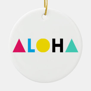 Décoration En Céramique Texte original lettres de couleur ALOHA