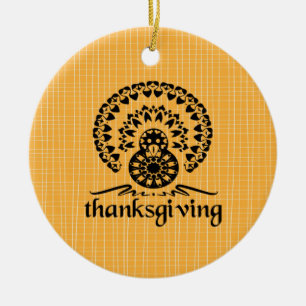Décoration En Céramique Thanksgiving Mandala Turkey Boho Folk Art