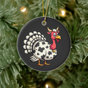 Décoration En Céramique Thanksgiving Turkey Moo Cow Head Fundy Fall Family