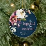 Décoration En Céramique The Legend Has Retired Personalized Elegant Floral<br><div class="desc">The Legend Has Retired Personalized Elegant Floral Ceramic Ornament. Personalize with your custom information on both front and back.</div>