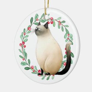 Décoration En Céramique Thème Noël de chats de Siamese