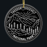 Décoration En Céramique Theodore Roosevelt National Park Monoline<br><div class="desc">Theodore Roosevelt vector artwork design. The park is an American national park comprising three geographically separated areas of badlands in western North Dakota.</div>