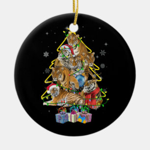 Décoration En Céramique Tiger Noël Arbre Neige Drôle Tiger Noël Cadeau