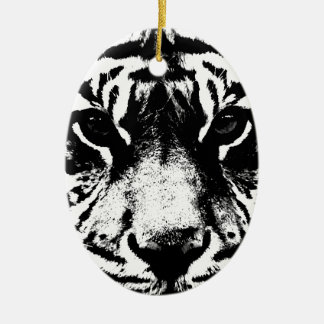 Décoration En Céramique Tigre noir et blanc