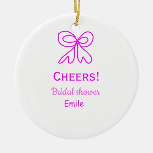 Décoration En Céramique Tir à l'arc violet rose mariage nom  (Devant)