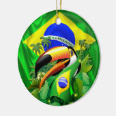 Décoration En Céramique Toco Toucan avec Cravate du drapeau brésilien (Gauche)