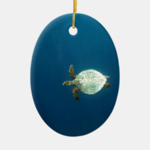Décoration En Céramique Tortue de mer Hawksbill nageant sous l'eau