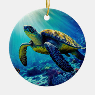 Décoration En Céramique Tortue de mer Océan Marine Vie Plage Nature Animau