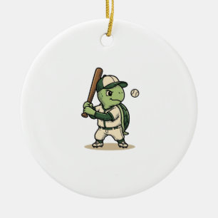 Décoration En Céramique Tortue Mignonne Batteur de Baseball Art Vectoriel