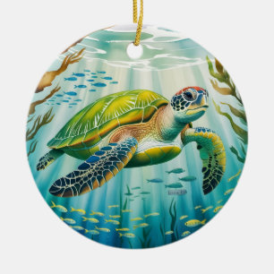 Décoration En Céramique Tortue peinte