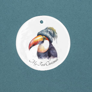 Décoration En Céramique Toucan Winter Vibes, personnalisation